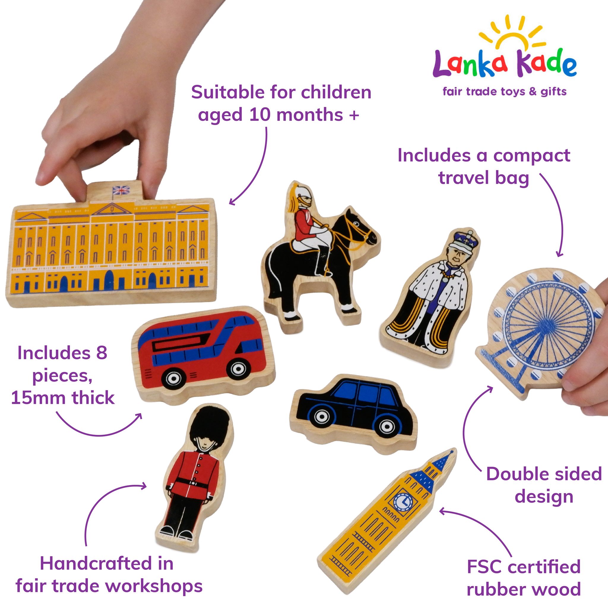 Celebrate London’s iconic landmarks and figures with our NEW 8-piece colourful wooden London playse... Celebrate London’s iconic landmarks and figures with our NEW 8-piece colourful wooden London playse...