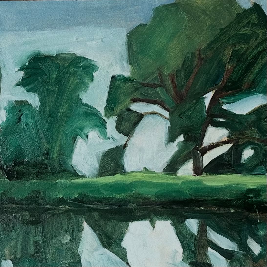 It’s a wrap! Year 3 of art school is over. I finished our final landscape assignment with a few studies inspired by Belgian painter Jozef van Ruyssevelt.
I love the movement and effortless quality in his work — his use of colour and the way he handles sky holes is so inspiring. It looks simple, but it’s anything but!
– Pic 1: small oil study focusing on negative space, shape and layering
– Pics 2 & 3: soft pastel copies of works by Van Ruyssevelt
#landscapepainting #skyholes #artstudy #josvanruyssevelt #paintingpractice #artschool #wip