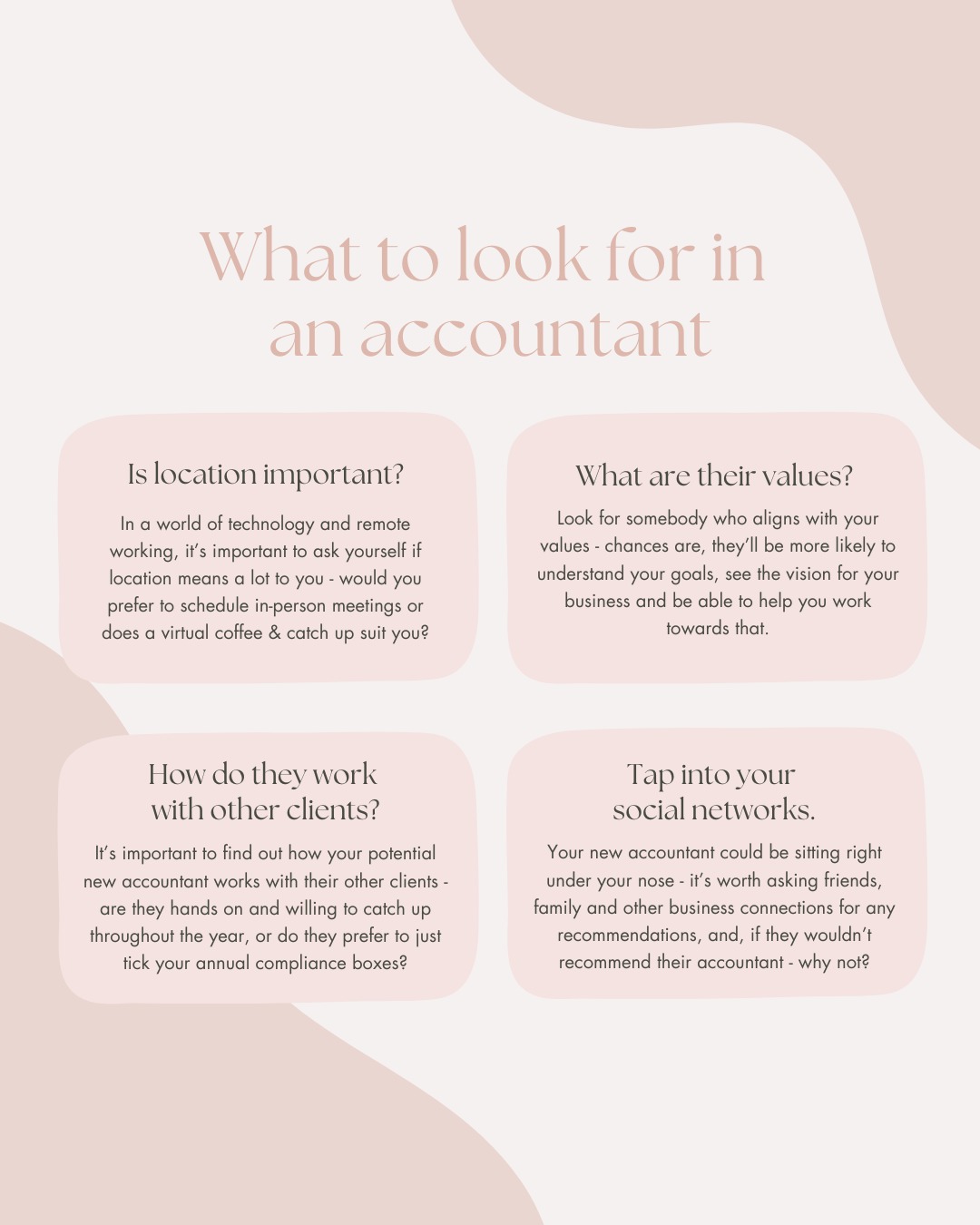 Here’s 4 things to take into consideration when deciding to appoint an accountant. Above all though, be sure to get out there and make some enquiries! Most accountants will offer a free consultation call (pssst - we do!) which will allow you to get a feel for the accountant so that you can both determine if you’re a good fit for each other.
Drop us a DM to book a 30 minute virtual coffee & catch up with us or email hello@mystylefinance.com
#accountant #smallbusinessuk #smallbusiness #womeninbusiness #femalefounders #businesswoman #businessowner #businesswomanuk
