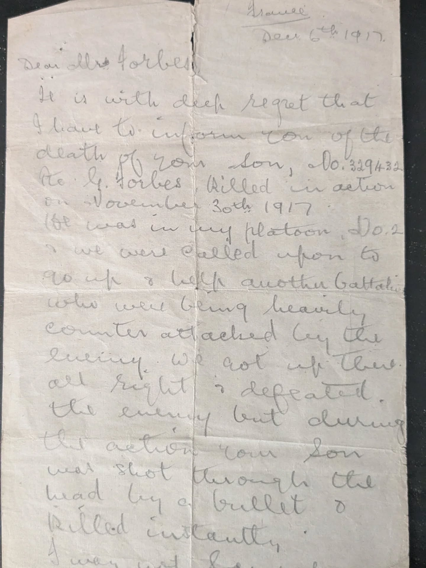 Truly a pleasure to meet Mary Forbes and her Grandaughter Aimee (pictured) today and show them around the Memorial.
They brought with them a letter from the front line written by Commanding Officer of Mary's husband's Great Uncle - Pte George Fairholm Forbes. George was killed in WWI and he is listed in our Rolls of Honour. The very moving letter from his CO reads: