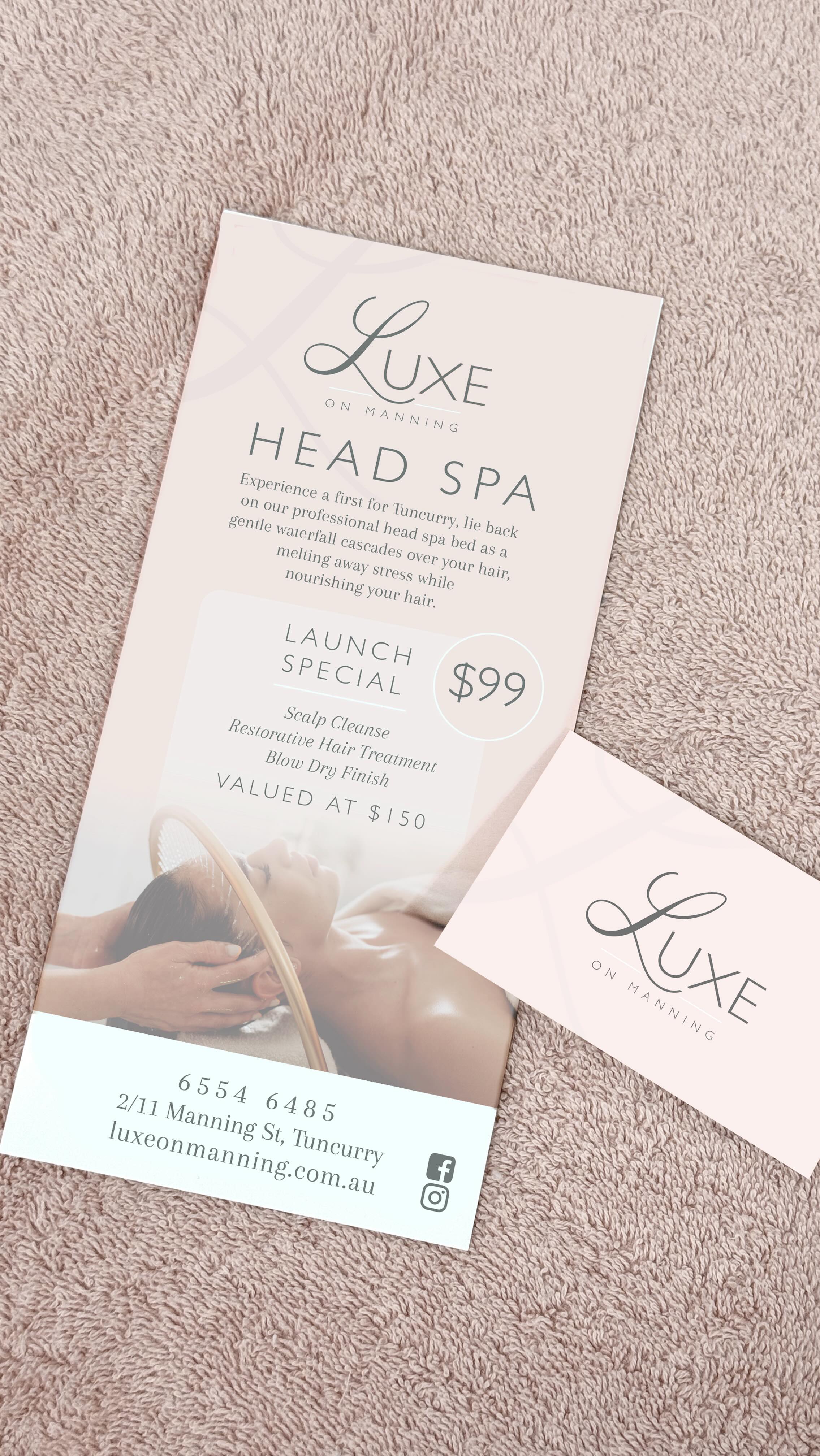 💆♀️ LUXE ON MANNING HEAD SPA
I’ve been working with Tuula from Luxe on Manning on refreshing her logo, business cards and their brand-new ‘Head Spa’ Launch flyer, so of course I needed to experience it myself.
And WOW… honestly… I’m obsessed.
Imagine a gentle waterfall cascades over your hair, melting away stress and nourishing your scalp at the same time. Pure bliss.
The $99 launch special includes: a scalp cleanse, restorative hair treatment and a blow dry to finish.
My hair feels so… well… luxe!
Huge thank you to Dahkoda for the amazing treatment and to Tuula for creating something so special for our little town.
Ladies, if you’ve been curious - book in quickly, this launch offer ends at the end of the year!
@luxeonmanning
.
#LuxeOnManning #HeadSpa #TuncurryHair #TuncurrySalon #MidCoastNSW #CreativeShell #HairCare #ScalpTreatment #RelaxAndUnwind #LocalBusinessLove #SupportLocal #HeadSpaAustralia #HairGoals #CreativeShell #GraphicDesign