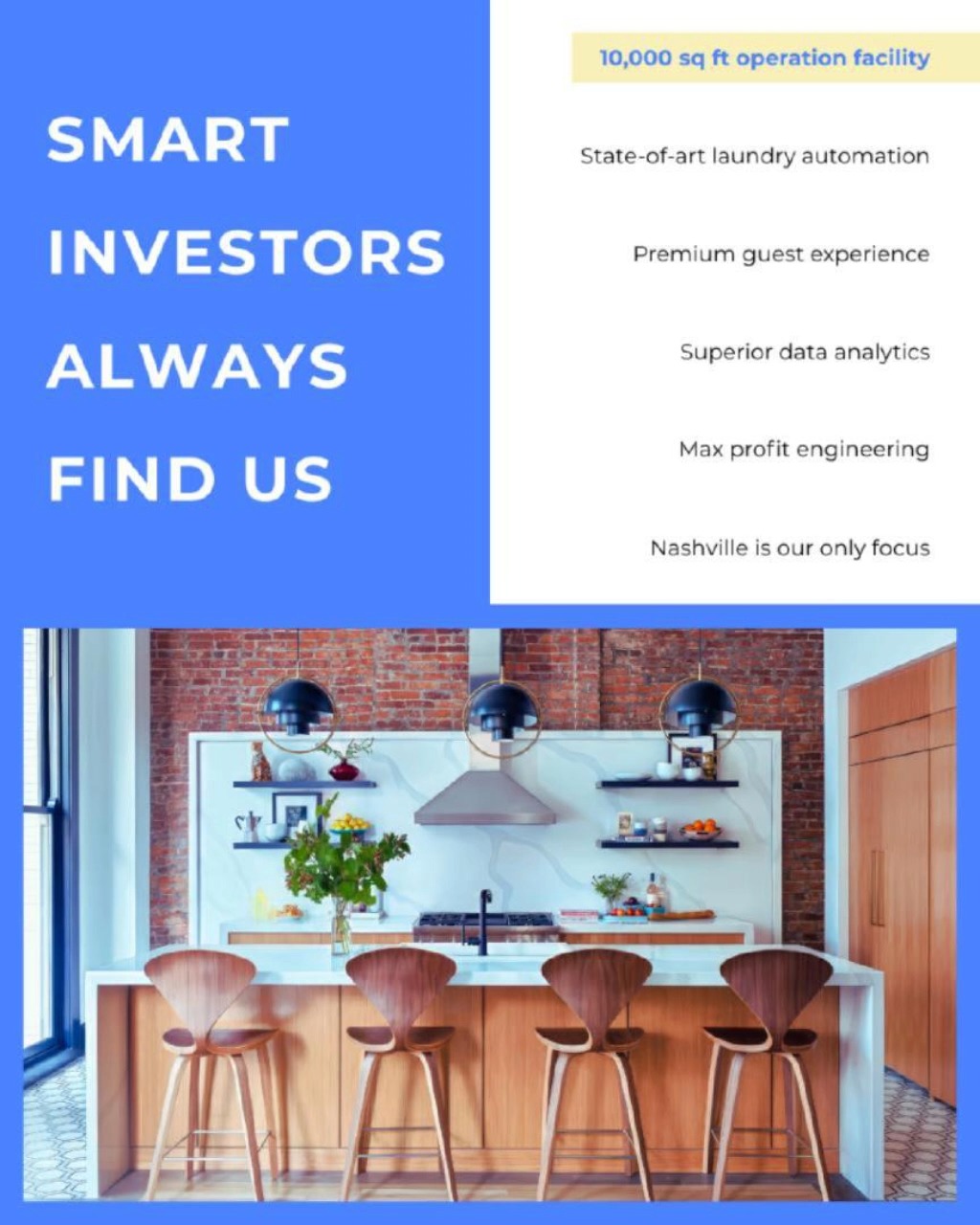 Have you found us yet? 👀
Nashville’s #1 trusted STR management
Design that creates demand
Data that drives revenue
Operations engineered for profit
10,000 sq ft HQ downtown
Nashville only
🔥 Smart investors always do.