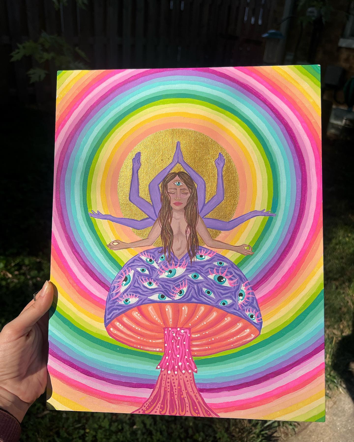 Rainbow Aura, Acrylic on canvas board . Natural light/different angles. Available for purchase on the low low ❣️ hmu